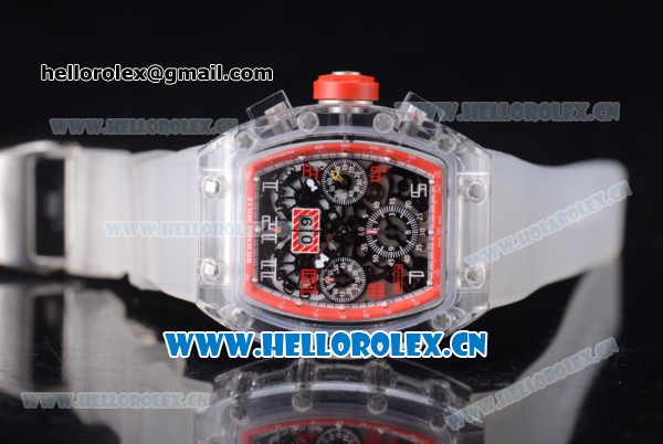 Richard Mille RM 011 Felipe Massa Flyback Chronograph Swiss Valjoux 7750 Automatic Sapphire Crystal Case with Skeleton Dial Red Inner Bezel and Aerospace Nano Translucent Strap - Click Image to Close